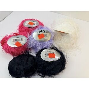Peacock Eyelash Yarn Lot Made Italy White Black Pink Purple  5+ Balls